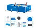 Piscina Intex Con Struttura Rettangolare - 300 X 200 X 75 Cm - Blu - Include Tenda Da Sole - Pacchetto Manutenzione - Pompa Filtro Per Piscina - Filtro - Tappeto Solare - Scaletta