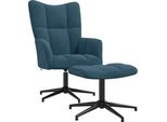 Vidaxl Poltrona Relax Con Sgabello In Velluto Blu