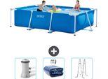 Piscina Intex Con Struttura Rettangolare - 300 X 200 X 75 Cm - Blu - In Dotazione Pompa Filtro Per Piscina - Vela Parasole - Scaletta