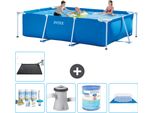 Piscina Intex Con Struttura Rettangolare - 300 X 200 X 75 Cm - Blu - Pacchetto Manutenzione Incluso - Pompa Filtro Per Piscina - Filtro - Copertura Del Terreno - Tappeto Solare