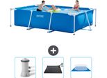 Piscina Intex Con Struttura Rettangolare - 300 X 200 X 75 Cm - Blu - In Dotazione Pompa Filtro Per Piscina - Tappetino Solare - Telone Per Pavimento