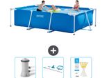 Piscina Intex Con Struttura Rettangolare - 300 X 200 X 75 Cm - Blu - In Dotazione Pompa Filtro Per Piscina - Kit Di Pulizia - Strisce Reattive