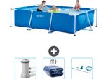 Piscina Intex Con Struttura Rettangolare - 300 X 200 X 75 Cm - Blu - Include Pompa Filtro Per Piscina - Vela Parasole - Kit Di Pulizia