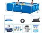 Piscina Intex Con Struttura Rettangolare - 300 X 200 X 75 Cm - Blu - Include Tenda Da Sole - Pacchetto Di Manutenzione - Pompa Filtro Per Piscina - Filtro - Copertura Del Terreno - Tappeto Solare