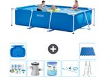 Piscina Intex Con Struttura Rettangolare - 300 X 200 X 75 Cm - Blu - Pacchetto Di Manutenzione Incluso - Pompa Filtro Per Piscina - Filtro - Kit Di Pulizia - Scaletta - Pediluvio