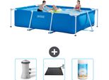Piscina Intex Con Struttura Rettangolare - 300 X 200 X 75 Cm - Blu - In Dotazione Pompa Di Filtraggio Per Piscina - Tappeto Solare - Cloro