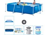 Piscina Intex Con Struttura Rettangolare - 300 X 200 X 75 Cm - Blu - In Dotazione Coperchio - Pacchetto Di Manutenzione - Pompa Filtro Per Piscina - Filtro - Telone Per Pavimento