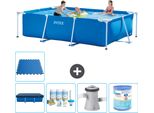 Piscina Intex Con Struttura Rettangolare - 300 X 200 X 75 Cm - Blu - Include Copertura - Pacchetto Manutenzione - Pompa Filtro Per Piscina - Filtro - Piastrelle Per Pavimento