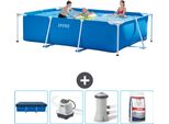 Piscina Intex Con Struttura Rettangolare - 300 X 200 X 75 Cm - Blu - Copertura Inclusa - Sistema Ad Acqua Salata - Pompa Filtro Per Piscina - Piscina A