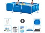 Piscina Intex Con Struttura Rettangolare - 300 X 200 X 75 Cm - Blu - Pacchetto Manutenzione Incluso - Pompa Filtro Per Piscina - Filtro - Copertura Del Terreno - Tappeto Solare - Scaletta