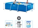 Piscina Intex Con Struttura Rettangolare - 300 X 200 X 75 Cm - Blu - Pacchetto Manutenzione Incluso - Pompa Filtro Per Piscina - Filtro