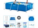 Piscina Intex Con Struttura Rettangolare - 300 X 200 X 75 Cm - Blu - Include Tenda Da Sole - Pacchetto Manutenzione - Pompa Filtro Per Piscina - Filtro - Kit Pulizia - Scaletta