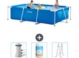 Piscina Intex Con Struttura Rettangolare - 300 X 200 X 75 Cm - Blu - In Dotazione Pompa Di Filtraggio Per Piscina - Cloro - Scaletta