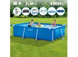 Piscina Intex Con Struttura Rettangolare - 300 X 200 X 75 Cm - Blu - Include Copertura - Copertura Del Terreno - Pompa Filtro Per Piscina - Tappetino Solare - Pacchetto Manutenzione - Kit Pulizia