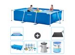 Piscina Intex Con Struttura Rettangolare - 300 X 200 X 75 Cm - Blu - Include Tenda Da Sole - Pacchetto Di Manutenzione - Pompa Filtro Per Piscina - Filtro - Copertura Del Terreno - Tappeto Solare