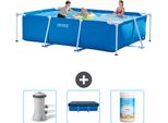 Piscina Intex Con Struttura Rettangolare - 300 X 200 X 75 Cm - Blu - In Dotazione Pompa Filtro Per Piscina - Copertura - Cloro