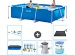 Piscina Intex Con Struttura Rettangolare - 300 X 200 X 75 Cm - Blu - Include Copertura - Pacchetto Manutenzione - Pompa Filtro Per Piscina - Filtro - Kit Pulizia - Tappetino Solare