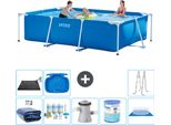 Piscina Intex Con Struttura Rettangolare - 300 X 200 X 75 Cm - Blu - Include Tenda Da Sole - Pacchetto Di Manutenzione - Pompa Filtro Per Piscina - Filtro - Copertura Del Terreno - Tappeto Solare
