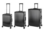 Travelhouse Tokyo Trolley Da Viaggio In Alluminio Set Di 3 (Nero, Bagaglio A Mano, Valigia Media E Grande Set Xl)