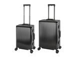 Travelhouse Tokyo Valigia Da Viaggio In Alluminio Nero S-55Cm E M-66Cm Set Di Valigie Con Trolley Da Viaggio A Custodia Rigida