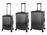 Travelhouse Tokyo Trolley Da Viaggio In Alluminio Set Di 3 Valigie (Nero, Bagaglio A Mano, Set Di Valigie Medie E Grandi)