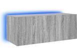 Parete Tv Con Luci Led Grigio Sonoma 80X35X31 Cm