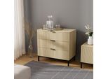 Vicco Cassettiera Lennox, 72 X 69 Cm Con 3 Cassetti, Rovere/Nero