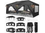 Tenda Per Feste, Impermeabile, Regolabile In Altezza, Nera, 3X6M