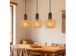 Zmh Lampada A Sospensione A 3 Fiamme Lampada Da Tavolo In Rattan Lampada A Sospensione Intrecciata Paralume In Canapa Corda E27 Lampada A Sospensione Per Sala Da Pranzo Camera Da Letto