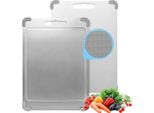 Inf Tagliere In Acciaio Inox Con Bordo In Titanio E Scanalature, Set Da 2 Piccolo