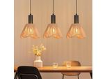 Zmh Lampada A Sospensione In Rattan A 3 Fiamme Lampada Da Tavolo Vintage Intrecciata Lampada A Sospensione Paralume Lampada A Sospensione Per Sala Da Pranzo Camera Da Letto/Senza Lampadina