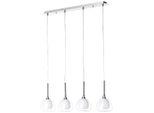 Brilliant Pendelleuchte "Hadan", Silber (Chrom, Weiß, Transparent), 4, H: 120Cm, 1 Stk., Leuchten, HäNgelampe 4Flg Chrom/Weiß-Transparent, Pendelleuchte