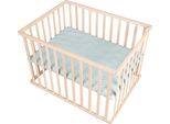 Box Roba In Faggio Naturale, 75 X 100 Cm, Con Inserto Protettivo "Roba Style Frosty Green"" - Regolabile In Altezza In 3 Posizioni - Box Con Rotelle Bloccabili"