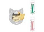 Confezione Di Biscotti Con Rilievo Di Gatto + 2 Barrette Di Cioccolato Verde Pastello E Rosa