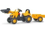 Rolly Toys Trattore A Pedali Jcb Con Rimorchio + Caricatore Frontale, Da 2,5 Anni, Trattore