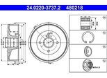 Ate 24.0220-3737.2 - Oe 82 00 243 735 Tamburo Del Freno Con Cuscinetto Ruota Per Twingo Ii (CN0)