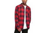 Urban Classics - Camicia A Quadri Oversize Grunge Nero/Rosso - L