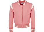 DěTská Mikina Urban Classics Girls Inset College Sweat Jacket Rosa Pallido/Bianco - 110/116