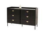 Kommode MCW-O39, Highboard Schrank, 6 Schubladen Melamin Mdf 80X120X44Cm ~ Holzoptik Schwarz
