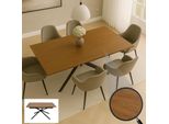 Esszimmertisch MCW-O57, Ausziehtisch Esstisch, Eisen Mdf Ausziehbar 160-200X90Cm ~ Walnuss-Optik