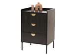 Kommode MCW-O39, Highboard Schrank, 3 Schubladen Melamin Mdf 95X50X42Cm ~ Holzoptik Schwarz