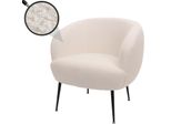 Lounge-Sessel MCW-O37, Cocktail-/Clubsessel Polstersessel Sessel, Stoff/Textil Bouclé (330G/M²) Metall Mvg ~ Weiß