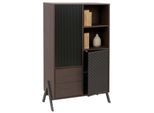 Hochschrank MCW-O40, Schrank Highboard Mit TüRen StaufäCher Schubladen, Mdf Metall Melamin 138X79X40Cm ~ Walnuss-Optik
