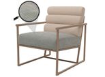Lounge-Sessel MCW-O38, Cocktail-/Polstersessel Clubsessel, Stoff/Textil (420 G/M²) Metall Mvg ~ Beige, Polster Blau-GrüN