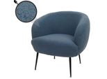 Lounge-Sessel MCW-O37, Cocktail-/Clubsessel Polstersessel Sessel, Stoff/Textil Bouclé (330G/M²) Metall MVG ~ Blau