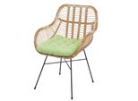 Esszimmerstuhl MCW-P17, KüChenstuhl Korbstuhl Rattansessel Rattanstuhl Stuhl, Kubu Rattan Metall ~ Polster GrüN