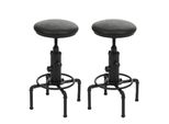 2Er-Set Barhocker MCW-N23, Barstuhl Tresenhocker HöHenverstellbar Drehbar Industrial Metall Kunstleder ~ Schwarz