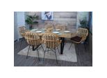 6Er-Set Esszimmerstuhl MCW-P17, KüChenstuhl Korbstuhl Rattansessel Rattanstuhl Stuhl, Kubu Rattan Metall ~ Polster Braun