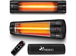Tresko Riscaldatore Radiante A Infrarossi 2500W Nero Con Telecomando, Timer E Coperchio | Riscaldatore Elettrico Per Patio Con 3 Impostazioni Di Calore | Riscaldatore Per Patio Per Interni Ed Esterni | Riscaldatore A Infrarossi A Parete Con Display A Led Riscaldatore Al Quarzo Riscaldatore Da Tavolo