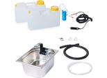 12V Mini Cucina Set Tecnologico Camper Kit Lavello 325X265X150Mm Integrato Arona Cromo Nero